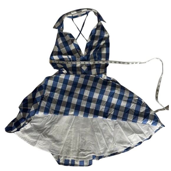 GUESS Blue Gingham Halter Dress Size 2 Fit & Flare Checkered Dress - Picture 4 of 10